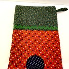 Vintage Quilted Calico Christmas Stocking Red Green Tree 