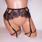 Victoria Secret Garter Belt Black Allover Lace Thigh Straps Very Sexy Adjustable