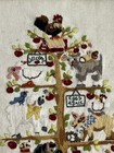 Vtg Framed Bucilla Crewel Embroidery Barnyard Blessings 90s Cottage Granny Farm