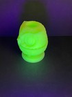 Vintage Fenton Vaseline Green Uranium Custard Glass Owl Fairy Lamp Light