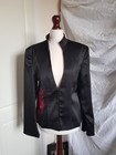 Black Gothic Jacket Victorian Steampunk Red Floral Embroidery Vintage Size 12
