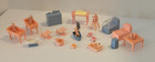 Rare 1955 Vintage Marx Dollhouse Babyland Nursery Furniture 28 Pcs Pink   Blue