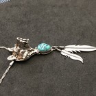 Wolf Head Turquoise Pendant Necklace By Rb Sterling Silver 432