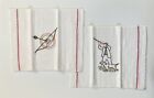 2 Vintage Embroidered Flour Sack Dish Towels Hunting Lodge Theme Hand Stitched