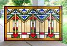 Handcrafted Stained Glass Window Panel Mission Style Panel  34 w X 20 h Ka04-26