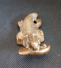 Antique African Ashanti Akan Crocodile Gold Weight 1700-1900 Brass 121 Grams