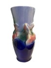 Vintage Royal Copley Floral Vase Blue Pink Green Raised Flower Ceramic 7 