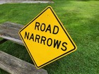 Vintage Road Narrows Highway Street Sign Large 30x30 Rare