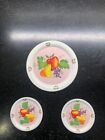 Vintage Childs Tin Dishes Partial Tea Set Small - Fruit Design - 8 Pieces