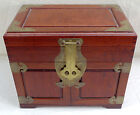 Vintage Rosewood Asian Chinese Large Jewelry Box Brass Hardware 4-drawer 