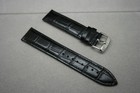 Oem Authentic Omega 20mm Black Leather Watch Strap With Silver Buckle