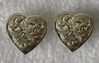 New Vintage Pair Of  2  Engraved Silver Heart 3 4  Bit End Conchos bridle reins