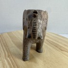 Vtg Hand Carved Speckled Stone Elephant Figurine Trunk Up Good Luck Statue 5in