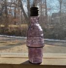1880s Beautiful Amethyst Hand Blown Glass Condiment Sauce Bottle Cut Engraved