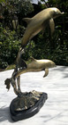 Large Vintage Unique Brass Dolphins Sculpture 36cms   14  Tall