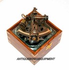 5  Brass Nautical Antique Finish German Astrolabe Marine Sextant W wooden Box