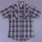 Ely Cattleman Men Medium Blue Plaid Pearl Snap Western Short Sleeve