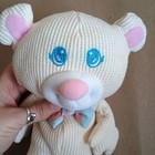 Fisher Price 1994 Cozies Cream 10  Plush Waffle Weave Stuffed Bear Yellow Pink