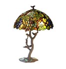 Tiffany Style  Stained Glass Table Desk Lamp  Tree Bird Style Leaf Grape Shade