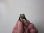 Ancient Late Roman Or Byzantine Small Bronze Ring With White Stone   Glass 