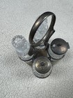 Vintage Antique Glass   Silverplate Cruet Set W  Shaker   Mustard Pot  9  Tall