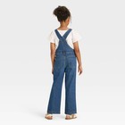 Girls  Wide Leg Baggy Denim Overalls - Cat   Jack Dark Wash
