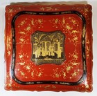 Chinese Export Red And Black Lacquer Flat Box With Gilded Court Scene C  1860
