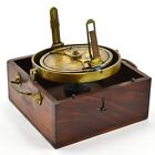 Surveyor  s Compass  J e  Hand Phila Pa Brass Dial Gimbal Sight Mounts Surveyor