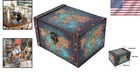 Wood And Leather Treasure Chest Box Decorative Storage Chest Box With Lock  
