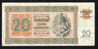 1942 Slovakia 20 Korun   P-7a   Issued Note   Jan Holly   Extremely Fine