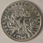 Uncirculated France 1964 5 Francs Silver Coin
