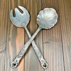 Arthur Court 1990 Vintage Cast Metal Grape Leaf Salad Serving Set Spoon Fork 11 