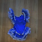 Girls Blue Sleeveless Dance Dress Size L With Ruffles And Lace Trim