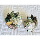 Vintage Icm Mexico 925 Sterling Abalone Screw Back Earrings Floral Taxco Style