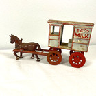 Antique Cast Iron Horse Drawn Carriage Fresh Milk Stagecoach 2 Pieces
