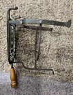 Antique Wrought Iron   Brass Hand Forge Sad Iron Trivet Kitchen Fireplace Stand