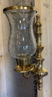 2 Vintage India Brass Wall Candle Holders Sconce Crackle Glass Globe 15   