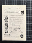 French Line Cruise Ship Normandie Map Le Havre Rouen Vintage Print Ad 1936