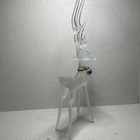 Vintage Silvestri Frosted Glass Christmas Holiday Reindeer Figurine W brass Bell