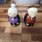 Set Of 2 Japanese Kokeshi Dolls 4 75 h Grandpa Grandma Tomoshiraga  long Life 
