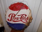 Vintage Pepsi Cola Metal Embossed Bottle Cap Sign