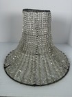 Antique Czech   Crystal Glass Beaded Bell Light Shade French Art Deco 10    X 14   