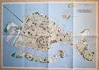 Vintage Folding Paper Tourist Map Venice Italy Pictorial City Plan