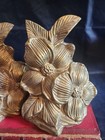 Vintage Brass Dogwood Blossom Bookends Art Deco K o Style 