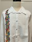 Xl Hand Made Long Sleeve San Antonino Embroidery Mexican Guayabera Shirt 