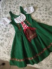 Oktoberfest Halloween Bavarian Beer Maid Dirndl Costume Green Dress Women s L