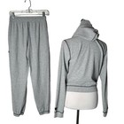 Fabletics 2 Piece Set Waffle Knit Womens Xs Gray Pants Hoodie Jacket Athletic