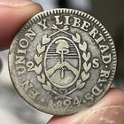 Rare 1824 Argentina 2 Soles Rio Plata Province Silver Coin