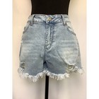 Jeans Women Light Wash Distressed High Waisted Frayed Denim Shorts Size L