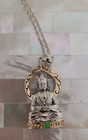 Rare Lenox 925 Sterling Silver   14k Gold Ep Jade Accent Buddha Pendant Necklace